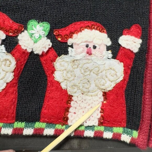 VTG‎ Tiara International Christmas Cardigan Full Zip Sweater Jacket 90s Santa - Picture 8 of 12